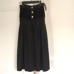 Ava Jeans Black Denim Pleated MIDI Skirt Size 10